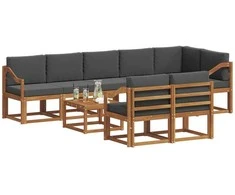 Lauko sofos komplektas su pagalve 9 pcs Natūralus ir antracitas