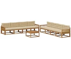 Lauko sofos komplektas su pagalve 9 pcs Natūralus ir bežinis