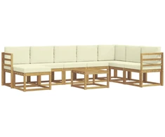 Lauko sofos komplektas su pagalve 9 pcs Balta ir kreminė