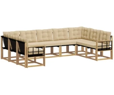 Lauko sofos komplektas su pagalve 9 pcs Balta ir kreminė