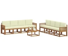 Lauko sofos komplektas su pagalve 9 pcs Natūralus ir grietinėlė