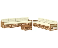 Lauko sofos komplektas su pagalve 9 pcs Natūralus ir grietinėlė