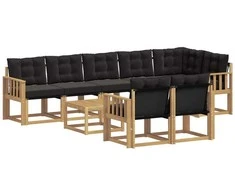 Lauko sofos komplektas su pagalve 9 pcs Balta ir juoda