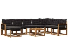 Lauko sofos komplektas su pagalve 9 pcs Natūrali ir juoda