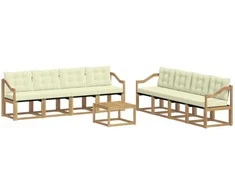 Lauko sofos komplektas su pagalve 9 pcs Balta ir kreminė
