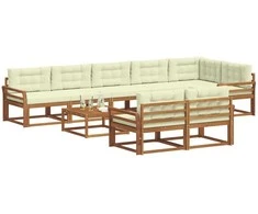 Lauko sofos komplektas su pagalve 9 pcs Natūralus ir grietinėlė