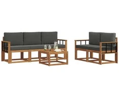 Lauko sofos komplektas su pagalve 6 pcs Natūralus ir antracitas