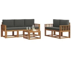 Lauko sofos komplektas su pagalve 6 pcs Natūralus ir antracitas