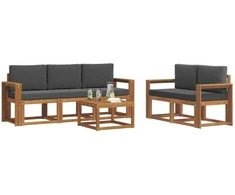 Lauko sofos komplektas su pagalve 6 pcs Natūralus ir antracitas