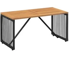 Lauko stalas Juoda ir Ruda 80 x 40 x 40 cm poliratanas