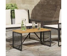 Lauko stalas Juoda ir Ruda 80 x 40 x 40 cm poliratanas