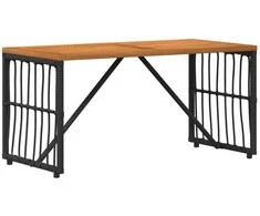 Lauko stalas Juodas 80 x 40 x 40 cm Plienas ir poli ratanas