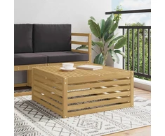 Lauko stalas Kietos akacijos mediena Balta 79 x 79 x 37 cm