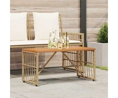 Lauko stalas Natūrali 80 x 40 x 40 cm Plienas ir poli ratanas