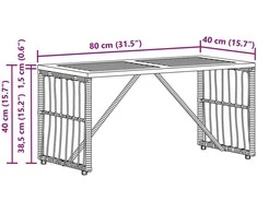 Lauko stalas Natūrali 80 x 40 x 40 cm Plienas ir poli ratanas