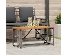 Lauko stalas Pilka 80 x 40 x 40 cm Plienas ir poli ratanas