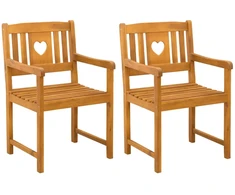 Lauko suolas 2 pcs Natūrali 56 x 55,5 x 90 cm