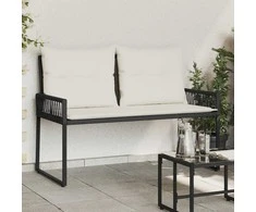 Lauko suolas 4 pcs Juoda ir kreminė balta poliratanas