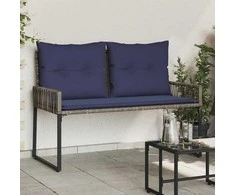 Lauko suolas 4 pcs Pilka ir tamsiai mėlyna poliratanas