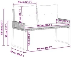 Lauko baldų komplektas Lauko suolas 4 pcs Pilka ir tamsiai mėlyna poliratanas