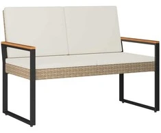 Lauko suolas Bežė ir kreminė balta 107 x 61 x 80 cm poliratanas