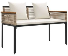 Lauko suolas Bežė ir kreminė balta 117 x 54 x 74.5 cm