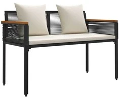 Lauko suolas Juoda ir kreminė balta 117 x 54 x 74.5 cm
