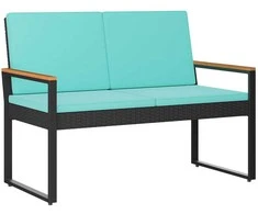 Lauko suolas Juoda ir turkio 107 x 61 x 80 cm poliratanas