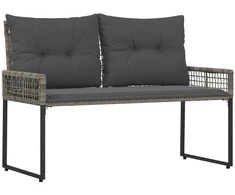 Lauko suolas Pilkas 118 x 55 x 82 cm PE rotangas ir audinys