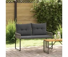 Lauko suolas Pilkas 118 x 55 x 82 cm PE rotangas ir audinys