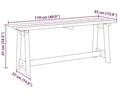 Lauko suolas Ruda 119 x 37 x 47 cm Kietos pušies mediena