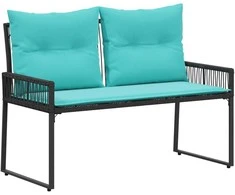 Lauko suolas su pagalve 4 pcs Juoda ir turkio poliratanas