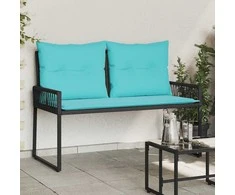 Lauko suolas su pagalve 4 pcs Juoda ir turkio poliratanas