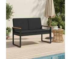 Lauko suolas su pagalve Juoda 107 x 61 x 80 cm poliratanas