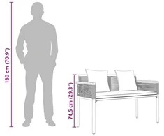 Lauko suolas su pagalve Juoda 117 x 54 x 74.5 cm poliratanas