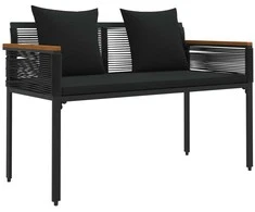 Lauko suolas su pagalve Juoda 117 x 54 x 74.5 cm poliratanas