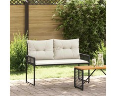 Lauko suolas su pagalve Juoda ir kreminė balta 118 x 55 x 82 cm