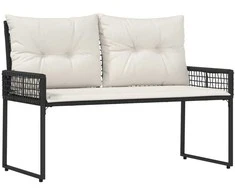 Lauko suolas su pagalve Juoda ir kreminė balta 118 x 55 x 82 cm