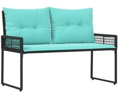 Lauko suolas su pagalve Juoda ir turkio 118 x 55 x 82 cm