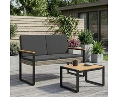 Lauko suolas su pagalve Pilka ir tamsiai pilka 107 x 61 x 80 cm
