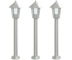 Lauko šviestuvai, 3vnt., sidabriniai, 80cm, plienas