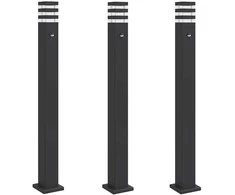 Lauko šviestuvas su jutikliu, 3vnt., juodi, 110cm, aliuminis