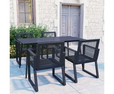 Lauko baldų komplektas Lauko valgomojo baldų komplektas, 5 dalių, juodas, PVC ratanas