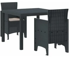 Lauko baldų komplektas Sodo valgomojo komplektas 3 pcs Antracitas Polipropilenas