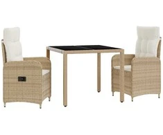 Lauko valgomojo komplektas 3 pcs Bežė ir kreminė balta