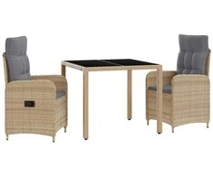 Lauko valgomojo komplektas 3 pcs Bežinė ir šviesiai pilka