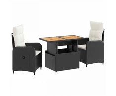 Lauko valgomojo komplektas 3 pcs Juoda ir kreminė balta