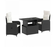 Lauko valgomojo komplektas 3 pcs Juoda ir kreminė balta