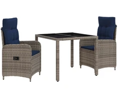Lauko valgomojo komplektas 3 pcs poliratanas