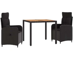 Lauko valgomojo komplektas 3 vnt. Juoda